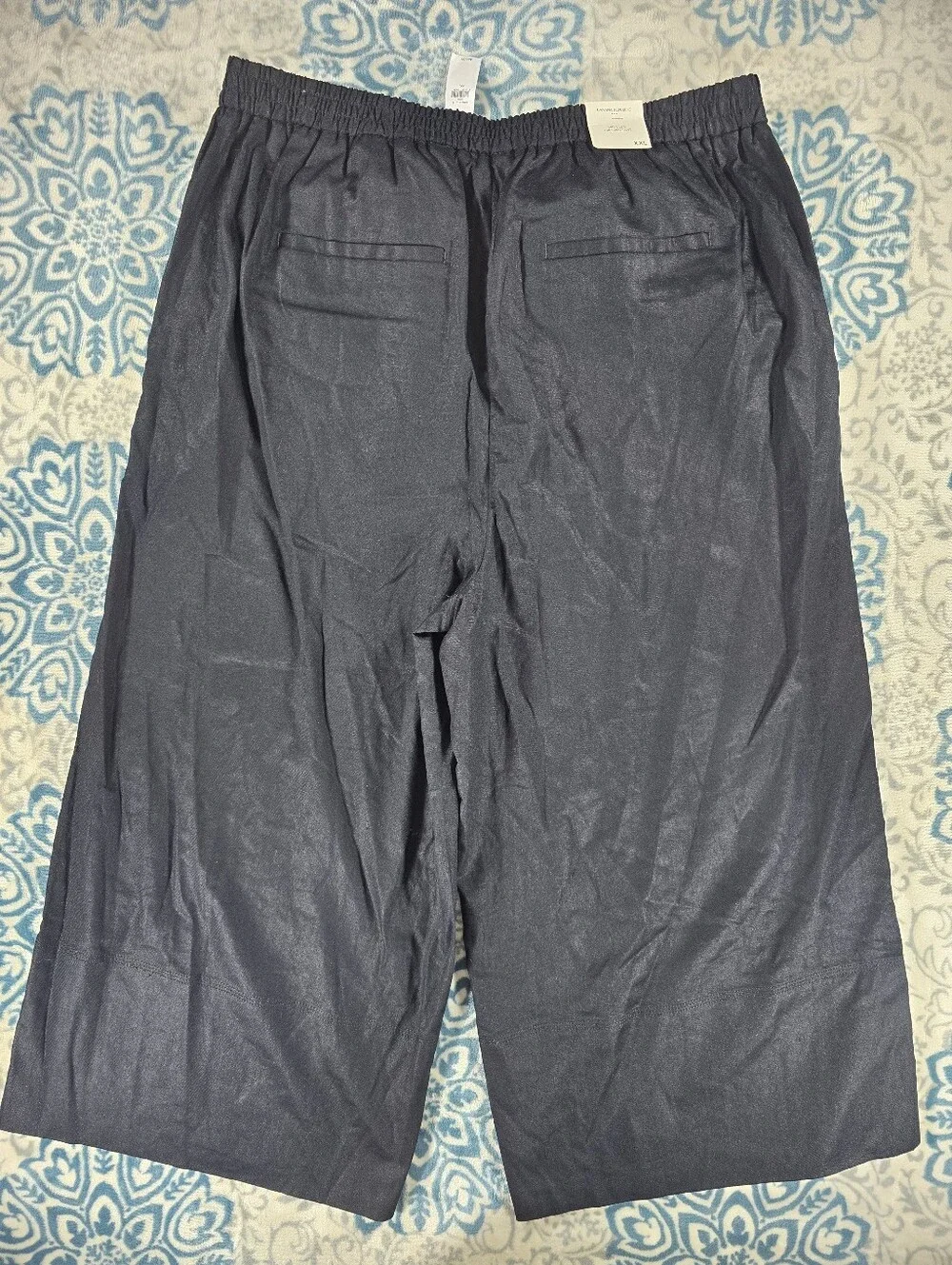 NEW Banana Republic Black Wide Leg Linen Blend Cropped Pull-On Pant Womens XXL
